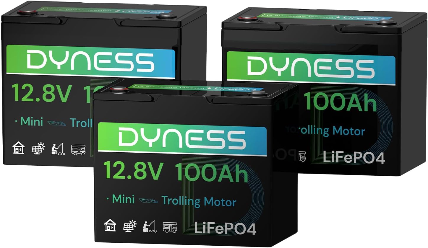 12V 100Ah LiFePO4 Battery Mini TM (3 Pack), BCI Group 24, 12V 100Ah Lithium Battery with Low-Temp Protection Built-in 100A BMS, 12.8V Deep Cycles Battery, Perfect for Trolling Motor, RVs, Boat, Marine