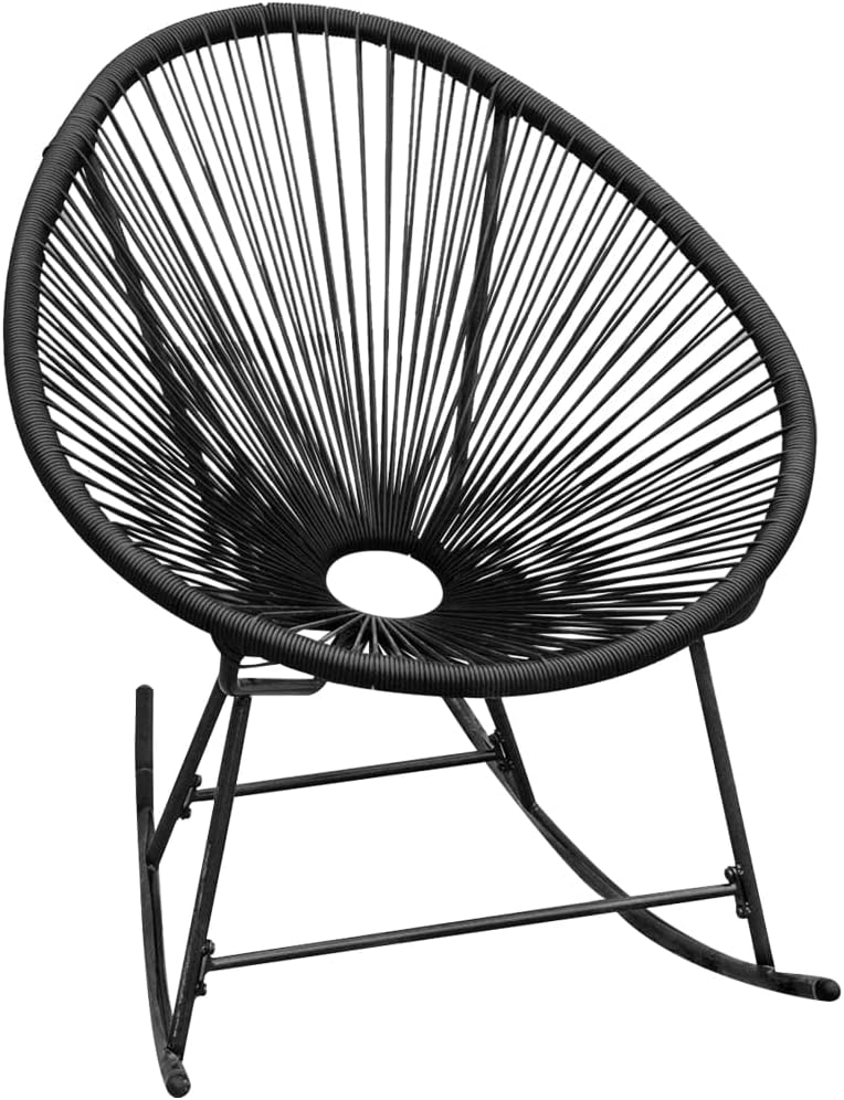 vidaXL Outdoor Rocking Chair Patio Seat Patio Chair Outdoor Seat Garden Backyard Chair Black Resin Woven