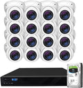 GW Security 16 Channel 12MP NVR 4K 8MP Video & Audio Security Camera System with 16 UHD 4K 2160P Microphone PoE Outdoor/Indoor Security Turret Cameras, AI Face/Human/Vehicle Detection, 4TB Hard Drive
