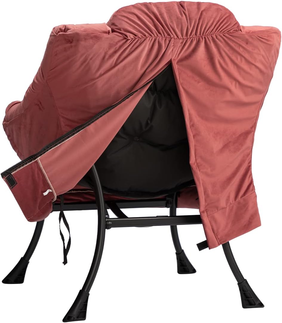 HollyHOME Lazy Chair with Armrest and Side Pocket, Comfy Accent Lounge Chair,Leisure Sofa Armchair for Living Room, Bedroom, Dorm, or Small Spaces, Oversized Reading Sofa Chair,Velvet Dusty Rose