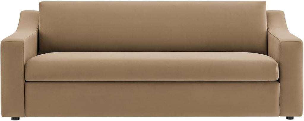 Modway Liora 87 Inch Stain-Resistant Performance Velvet Sofa in Taupe