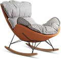 Rocking Boho Papasan Rocking Chair for Nursery Accent Chairs,High Back Tufted Design Rocking Chair,Upholstered Leather Padded Seat Glider Recliner,Solid Wood Base for Living Room/Bedroom Rocker Chair