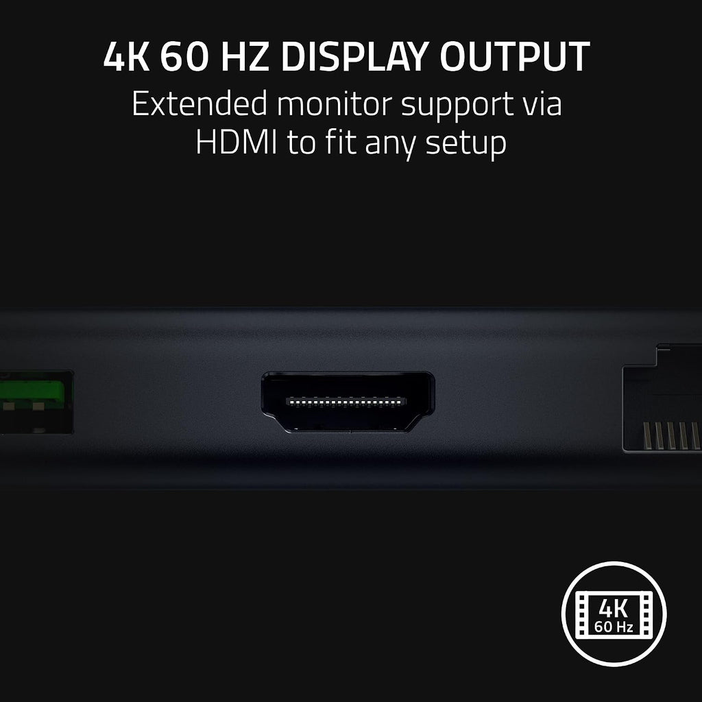 Razer USB C Dock: 11-in-1 Portable USB-C Travel Hub, 4K 60Hz HDMI, Ethernet, Card Reader, USB-C & USB-A, 3.5mm Audio,85W PD Charging for Laptop & Tablet, Durable All-Metal Build, PC & Mac - Black