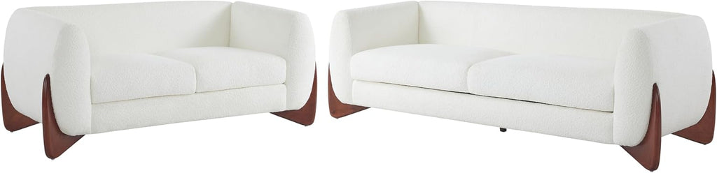 Christopher Knight Home Almad 2 Pieces Sofa Couch Set, Cozy 3-Seater Sofa and Loveseat for Living Room, Upholstered Couch Chair, Soft Seating Lounge Sofa with Wood Frame, Fabric, Beige