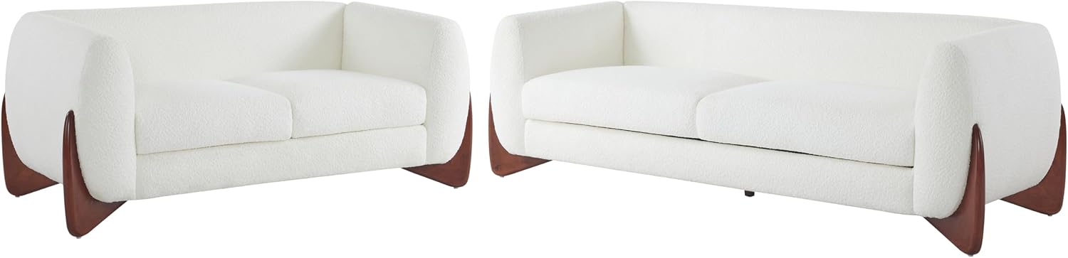 Christopher Knight Home Almad 2 Pieces Sofa Couch Set, Cozy 3-Seater Sofa and Loveseat for Living Room, Upholstered Couch Chair, Soft Seating Lounge Sofa with Wood Frame, Fabric, Beige