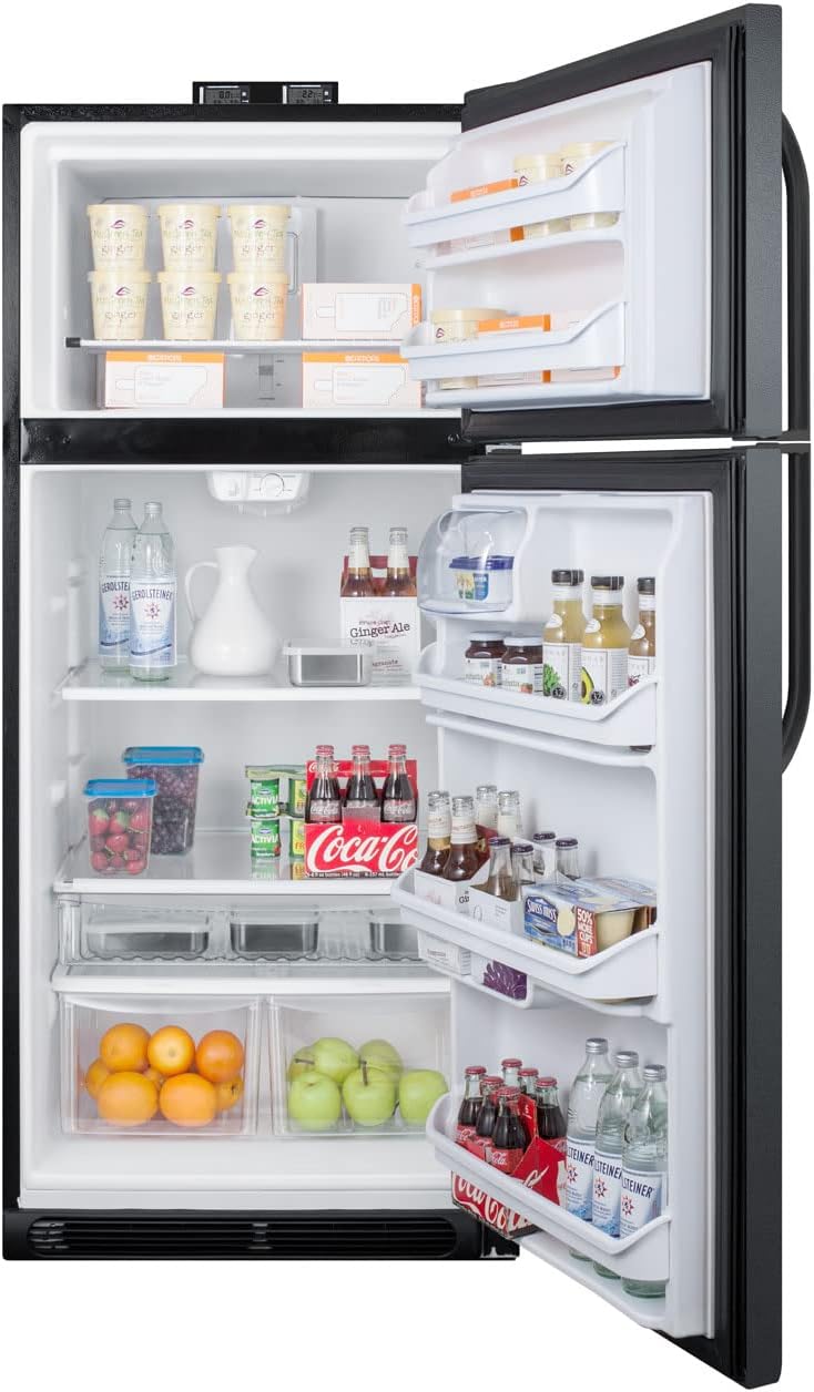 Summit Appliance BKRF21W 30' Wide 21 Cu.Ft. Break Room Refrigerator-Freezer in White with NIST Calibrated Alarm/Thermometers, Interior Light, Adjustable Shelves, Adjustable Thermostat