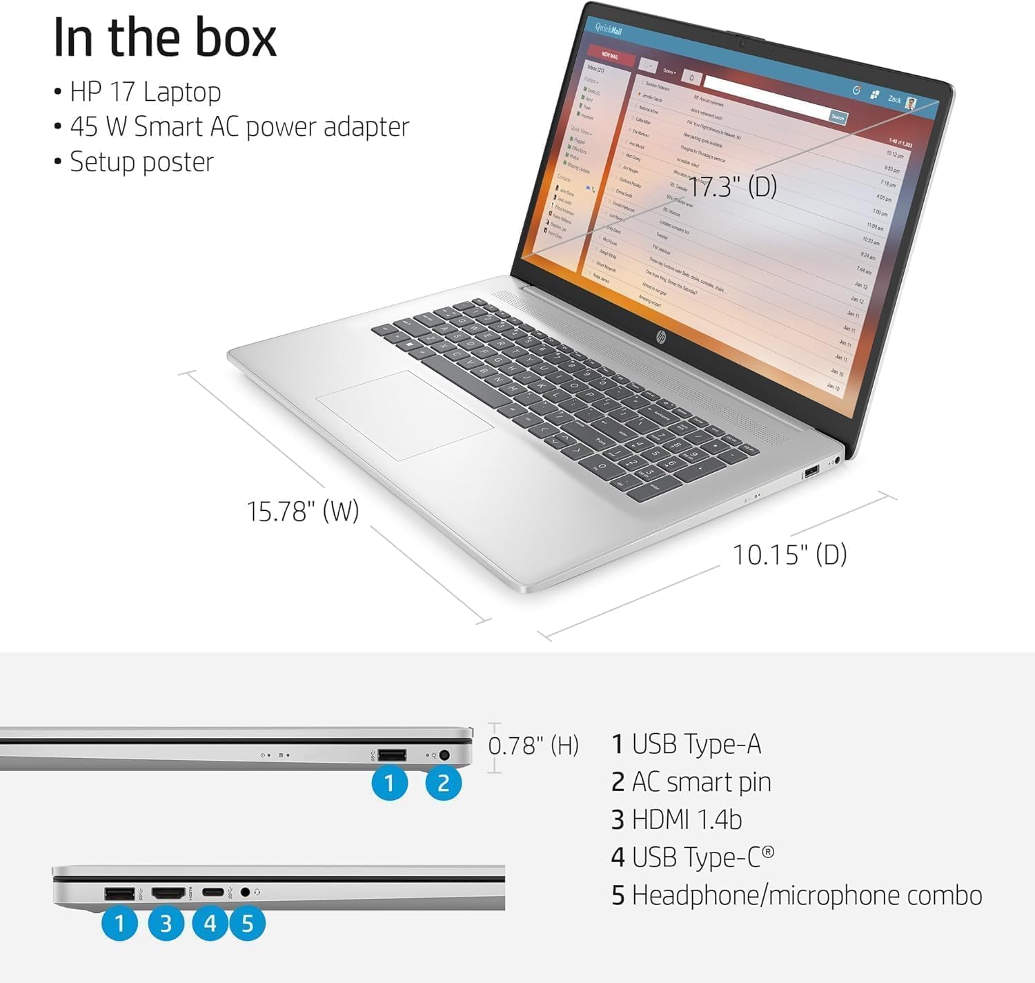 HP 2025 New 17 Inch Touchscreen Laptop,17.3' HD+ Anti Glare Display, AMD Ryzen 5 7430U, AMD Radeon Graphics, 16 GB RAM, 1 TB SSD, Copilot-AI, Wi-Fi 6, Windows 11 Pro, w/Accessories