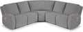 VANSOFY Extra Large Reclining Sectional Couch Covers, Washable 5-Piece Sofa Covers for L Shape Sectional Sofa Corner Seater, Thick, Soft Sofa Slipcovers (5 Seat Recliner Cover, Light Gray)