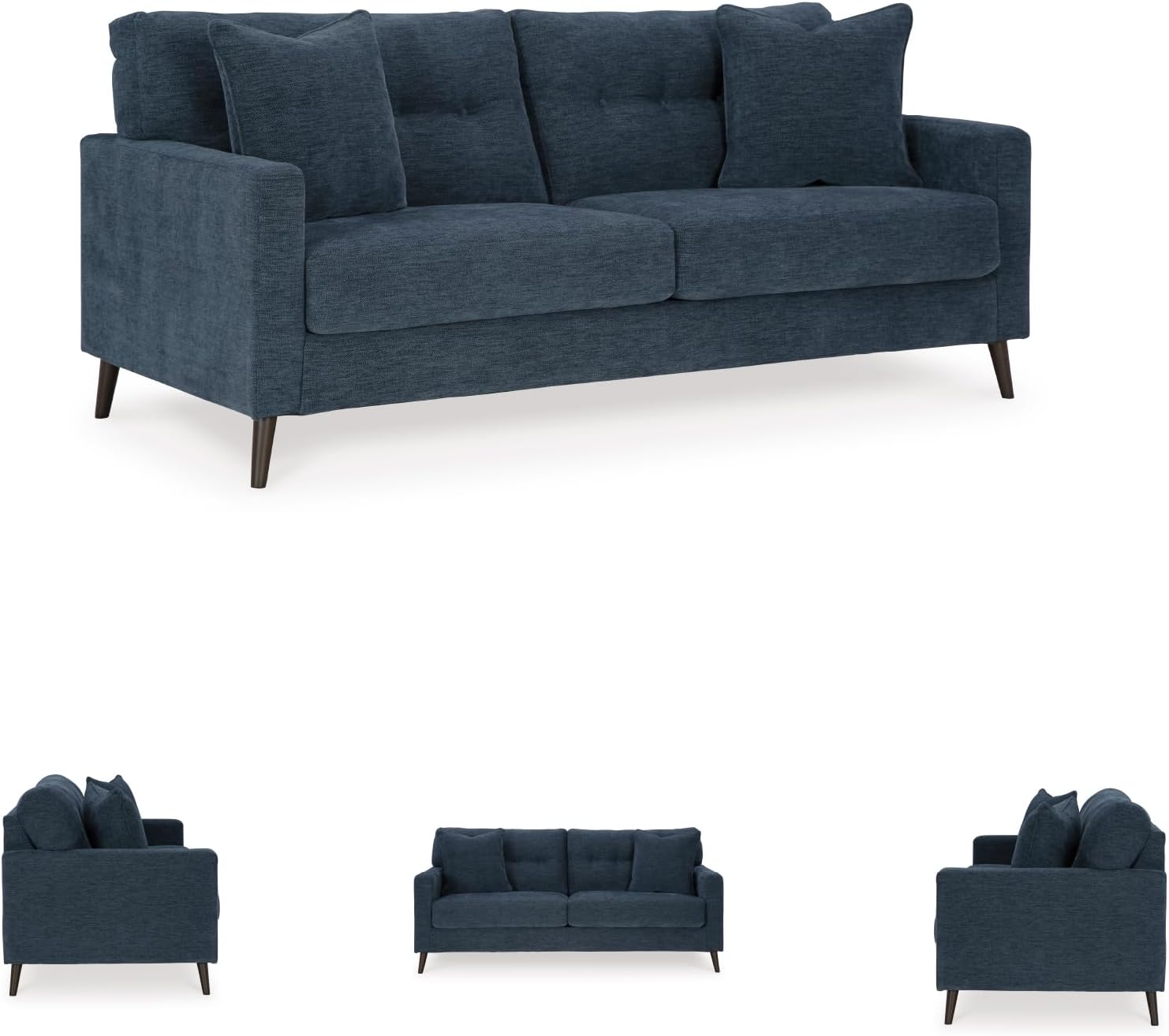 Signature Design by Ashley Bixler Classic Tufted Sofa with Removable Cushions, Blue