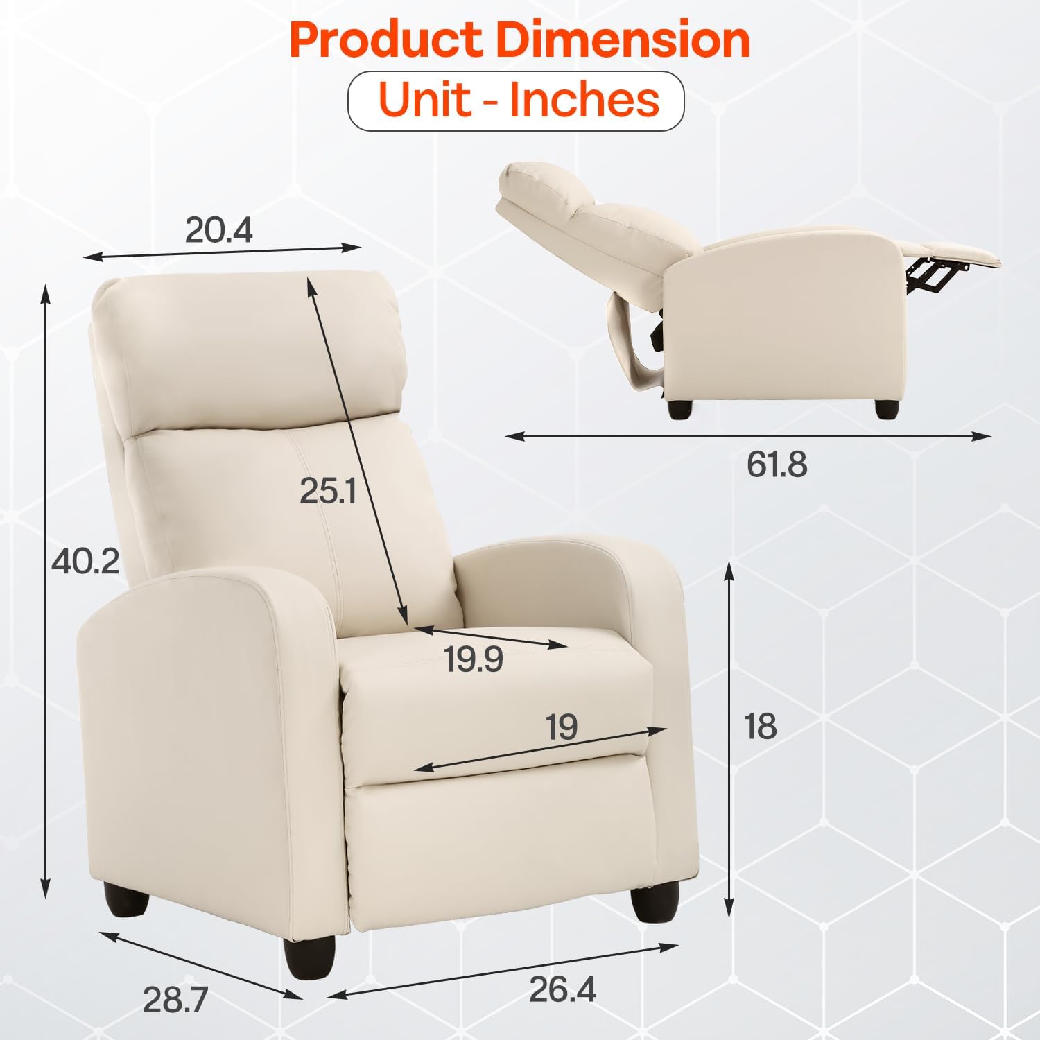 FDW Recliner Chair Massage Chair Reading Chair Reclining Sofa Home Theater Seating with Lumbar Support Massage and Padded Backrest for Living Room and Bedroom (Leather, Beige)