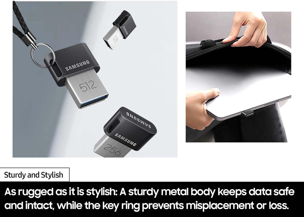 Samsung FIT Plus USB 3.2 Flash Drive, 512GB USB Standard Type-A, Speeds Up to 400MB/s / 110MB/s, Portable Storage Memory Stick, Durable Thumb Drive Backward Compatible with USB 2.0, MUF-512AB/AM