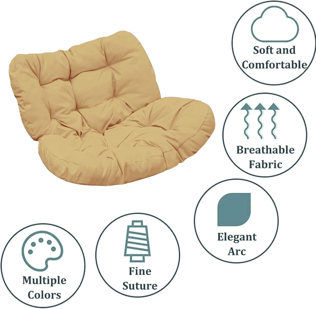 Outdoor Papasan Rocking Chair Cushion Replacement, Thicken Patio Wicker Egg Chair Cushion, Modern Royal Chair Cushion for Bedroom Living Room Porch Garden Lawn(Only Cushion)