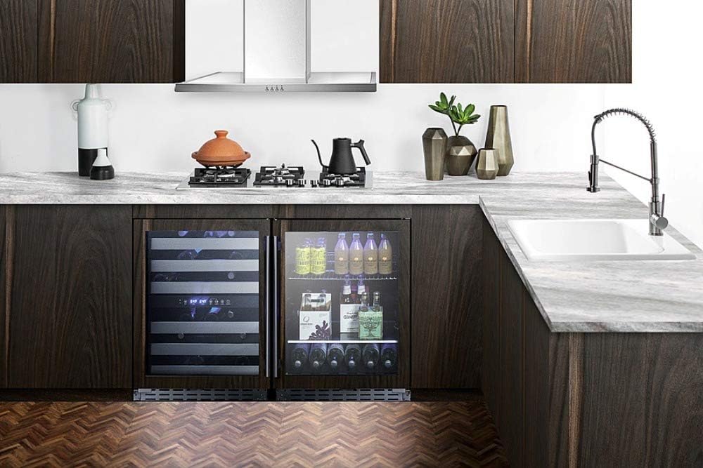 Summit Appliance SCR2466BPNR 24' Wide Built-In Beverage Cooler; 4.2 Capacity; Auto Defrost; Slotted Floor; Temperature Alarm; Front Lock and Black Cabinet