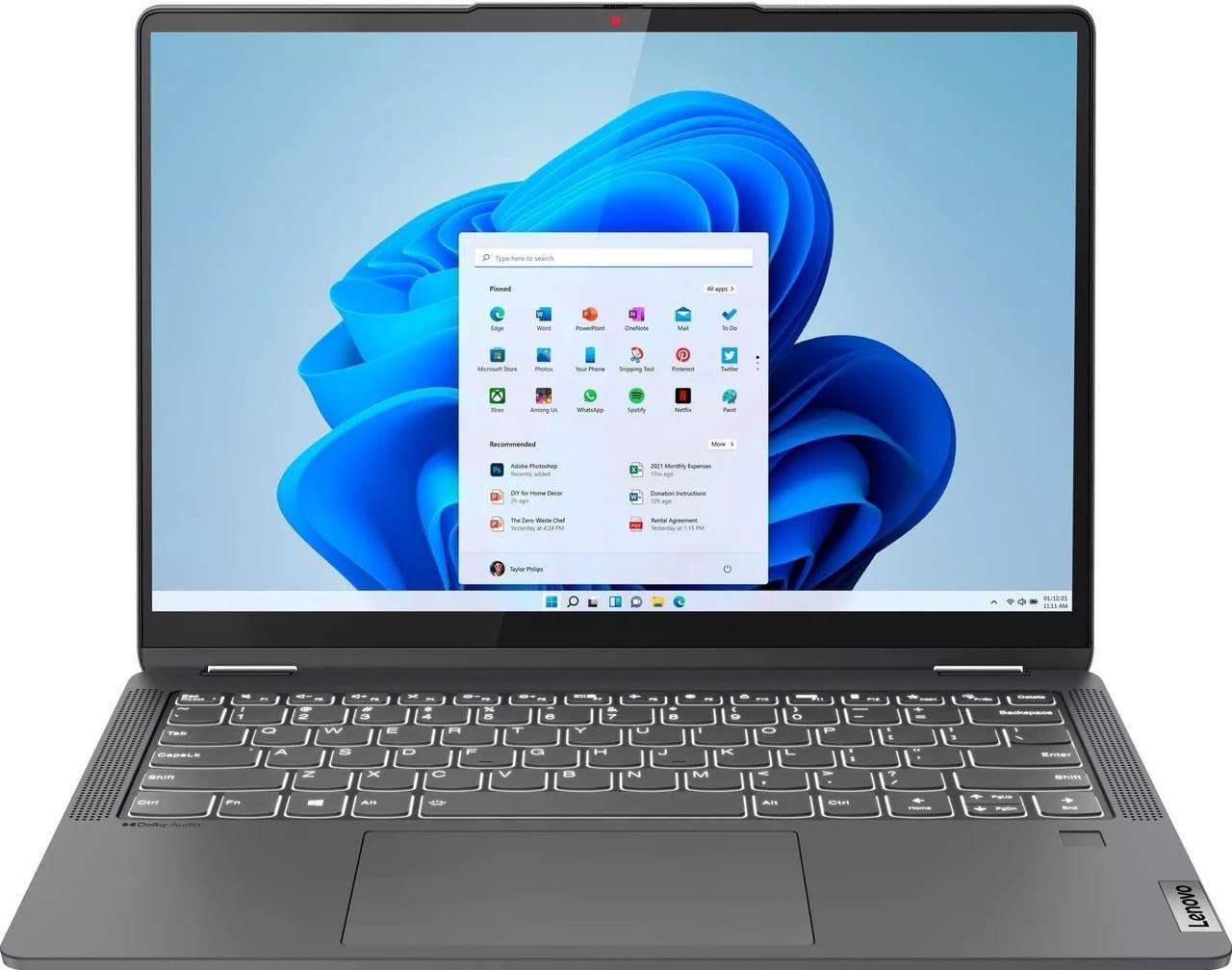 Lenovo Flex 5i 14' Touchscreen 2-in-1 Laptop | Intel Core i5-1235U Processor | 8GB RAM | 512GB SSD | Intel Iris Xe Graphics | Backlit | Fingerprint | Windows 11 S | Bundle with Stylus Pen