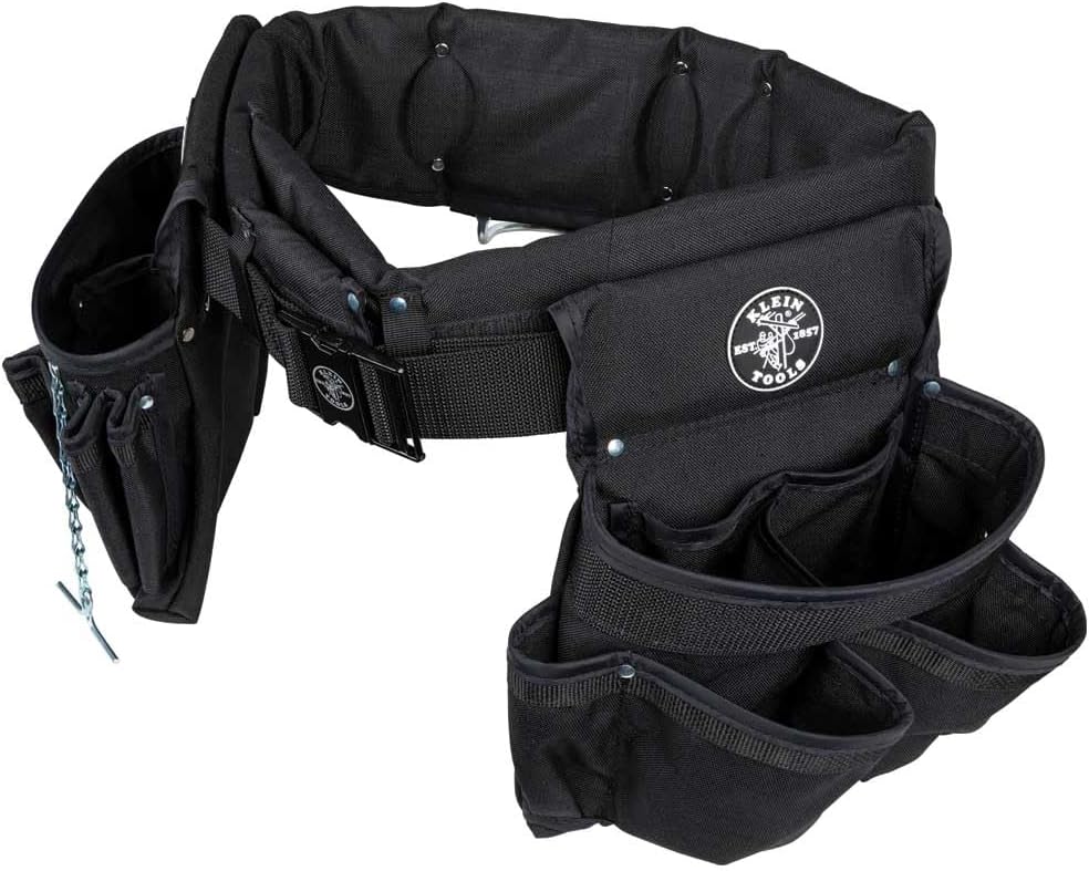 Klein Tools 5710XL Electrician's Powerline Padded Tool Belt and Tool Pouch Combo, X-Large, 4-Piece