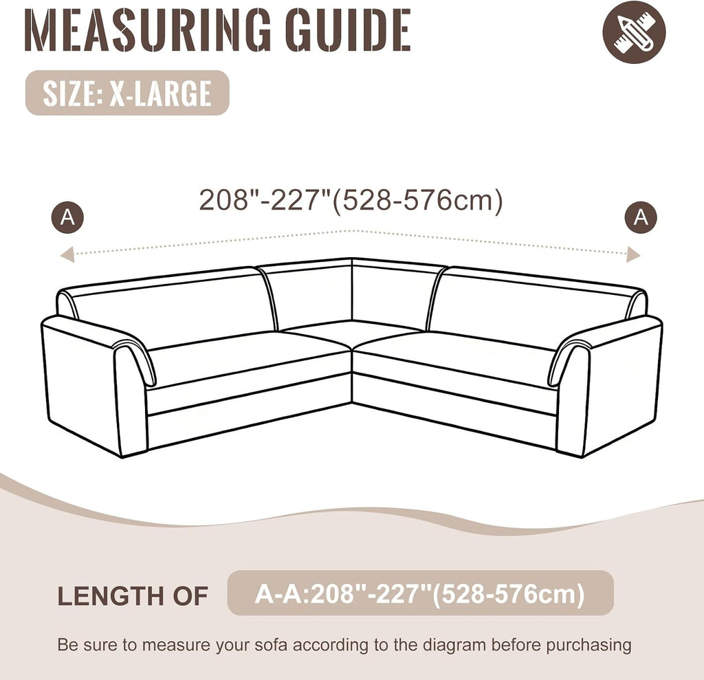 HDCAXKJ Sectional Couch Cover L Shape Stretch Sofa Covers Washable Jacquard Corner Couch Slipcover Non Slip Sectional Slip Cover U Shaped Furniture Protector for Pets Dogs (Beige, X-Large)
