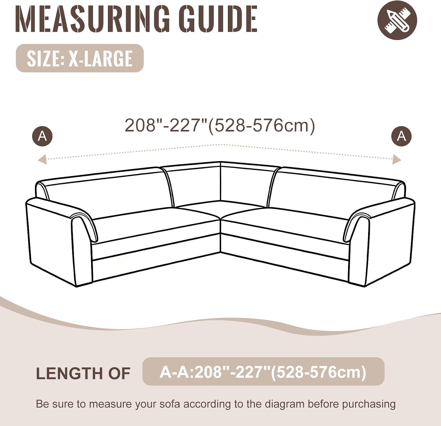 HDCAXKJ Sectional Couch Cover L Shape Stretch Sofa Covers Washable Jacquard Corner Couch Slipcover Non Slip Sectional Slip Cover U Shaped Furniture Protector for Pets Dogs (Beige, X-Large)