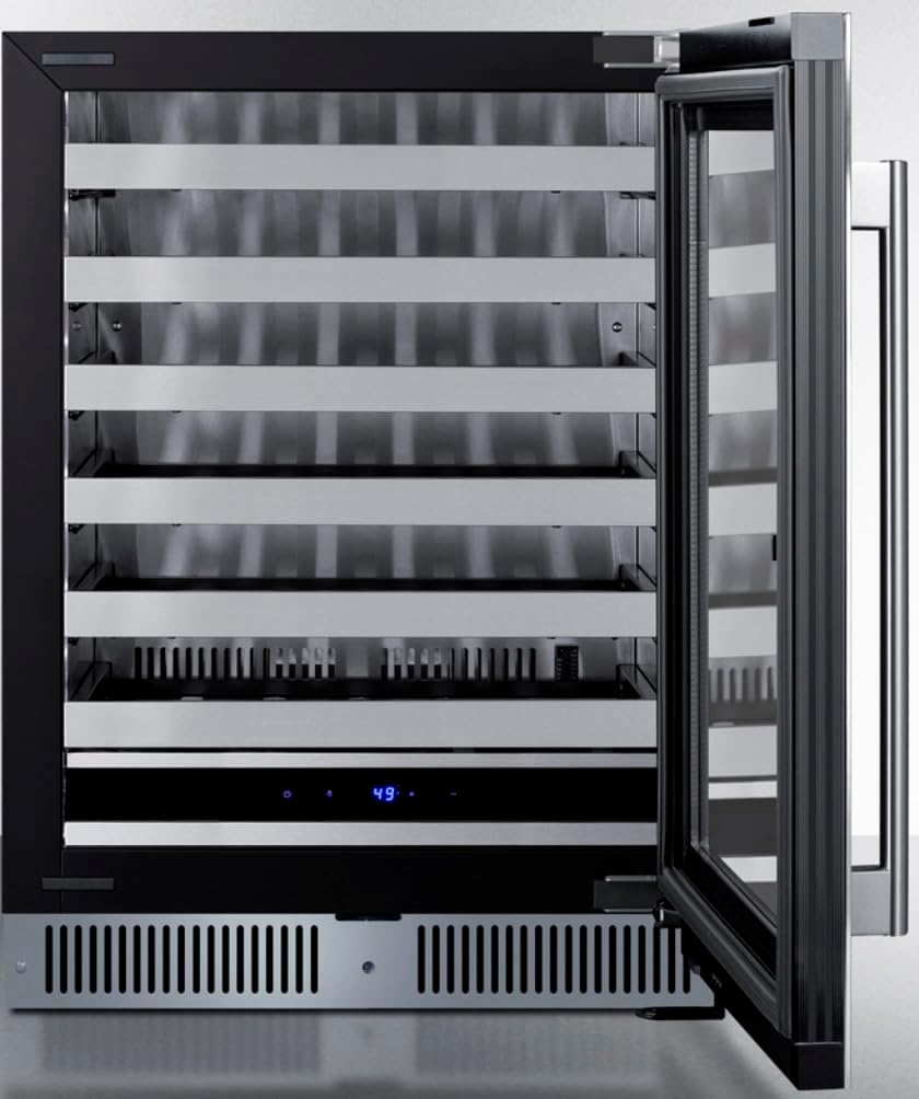 Summit 24' Wine Cellar, Built-in Wine Cellar, Shallow 18' Depth, 33 Bottle Capacity, Stainless Steel- SDHW2442LHD (Left Handed Door Swing)