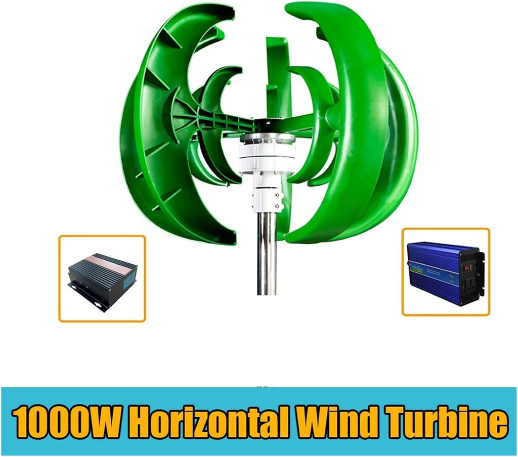 Wind Turbines Generator 1000W 12V/24V Wind Turbine Generator 5 Blades Wind Turbine Generator Lantern Vertical Axis Motor Kit for Home Hybrids Streetlight Use Electromagnetic (3 With off grid system)