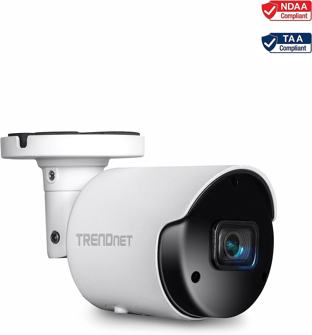 TRENDnet Indoor Outdoor 5MP H.265 PoE Bullet Network Camera, IP66 Rated Housing, IR Night Vision up to 30m (98 ft.), Security Surveillance Camera, microSD Card Slot (up to 256GB), White, TV-IP1514PI