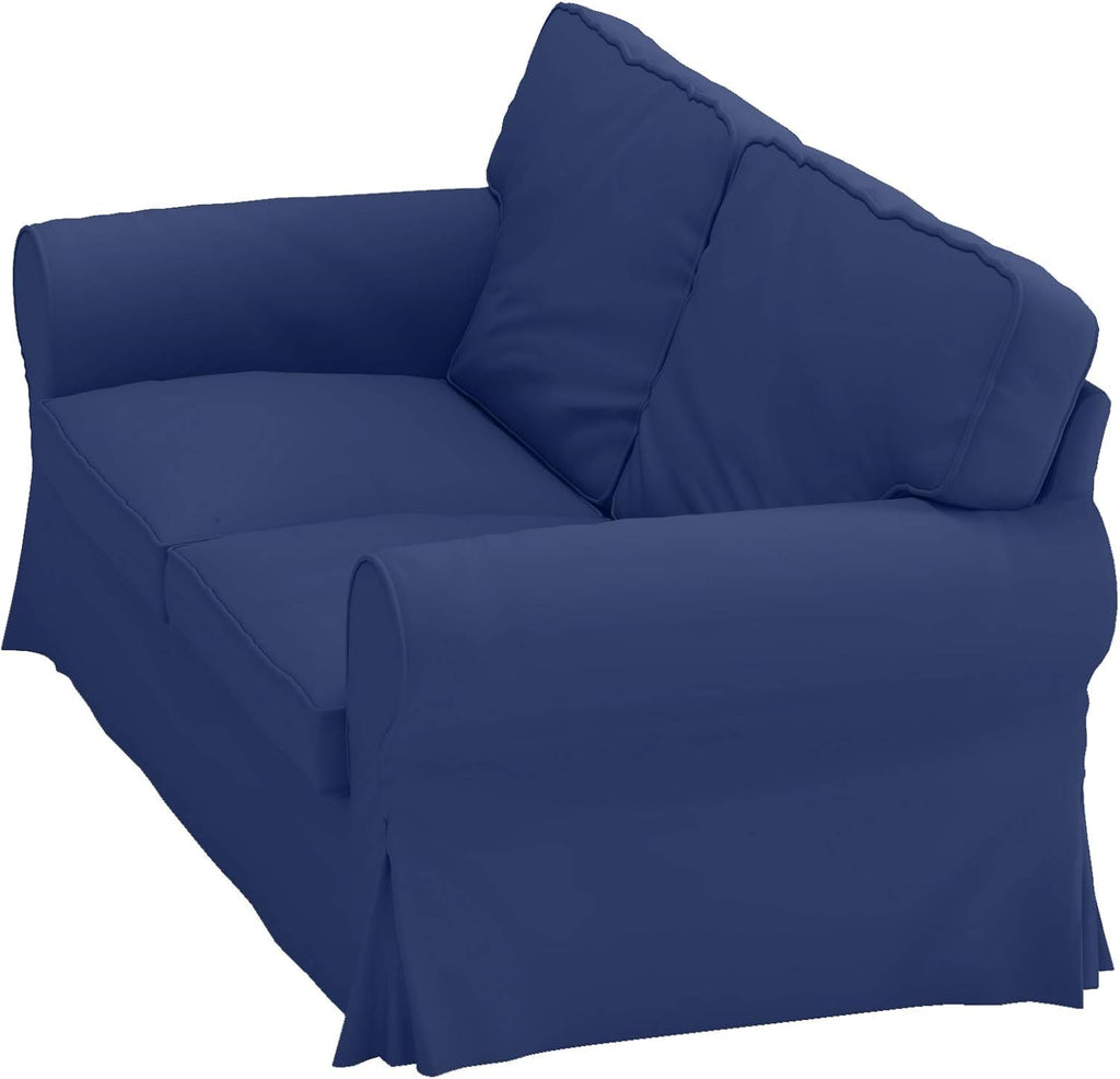 Custom Slipcover Replacement Cotton Ektorp Loveseat Cover Replacement is Made Compatible for IKEA Ektorp Loveseat Sofa Slipcover(Deep Blue Loveseat)