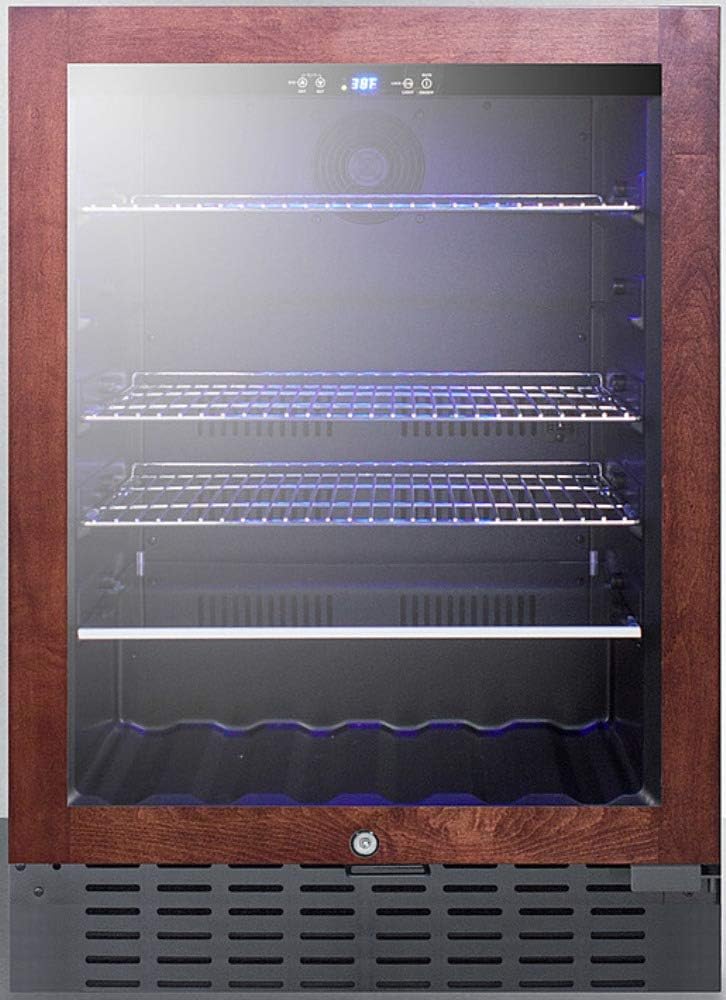 Summit Appliance SCR2466BPNR 24' Wide Built-In Beverage Cooler; 4.2 Capacity; Auto Defrost; Slotted Floor; Temperature Alarm; Front Lock and Black Cabinet