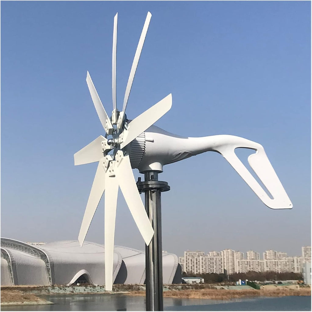 Wind Generator 1000W 24V Wind Turbine Generator With MPPT Controller Wind Turbine Generator With 8 Blades Small Wind Turbine For Home Use Low Noise High Efficiency for Marine RV Home Windmill Gener (8