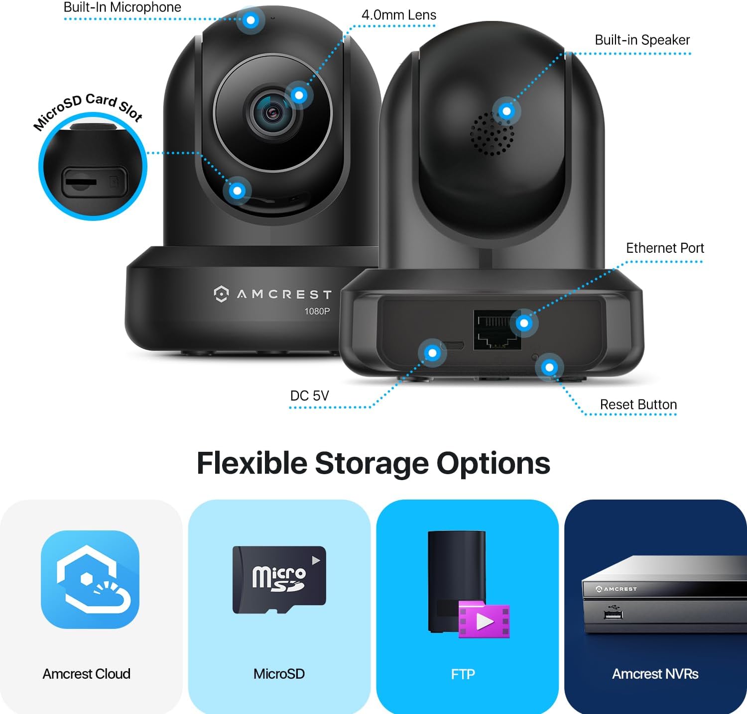 Amcrest 2-Pack 1080p WiFi Camera Indoor, 2MP Pan/Tilt Home Security Camera, Auto-Tracking, Motion & Audio Detection, Enhanced Browser Compatibility, H.265, Two-Way Talk 2PACK-IP2M-841B-V3 (Black)