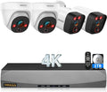 OOSSXX (2026 New) 4K PoE Security Camera System Wired, 8CH NVR with 1TB HDD, 4 x 8MP Cameras (2 Bullet + 2 Dome), 130° Wide Angle, 2-Way Audio, AI Human & PIR Detection, No Monthly Fee