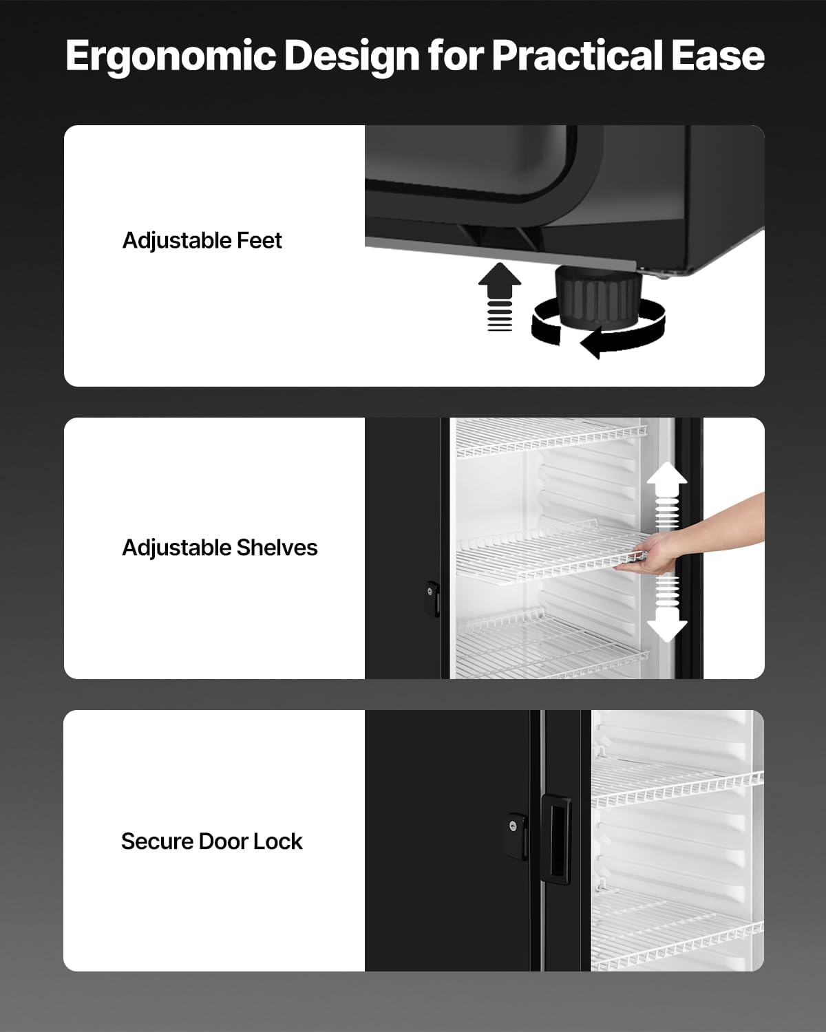 VEVOR Commercial Merchandiser Refrigerator, 13.3 CU.FT Glass Door Display Refrigerator, Beverage Cooler Merchandiser with Adjustable Shelves, Soft LED Light, Customizable Lightbox, Black