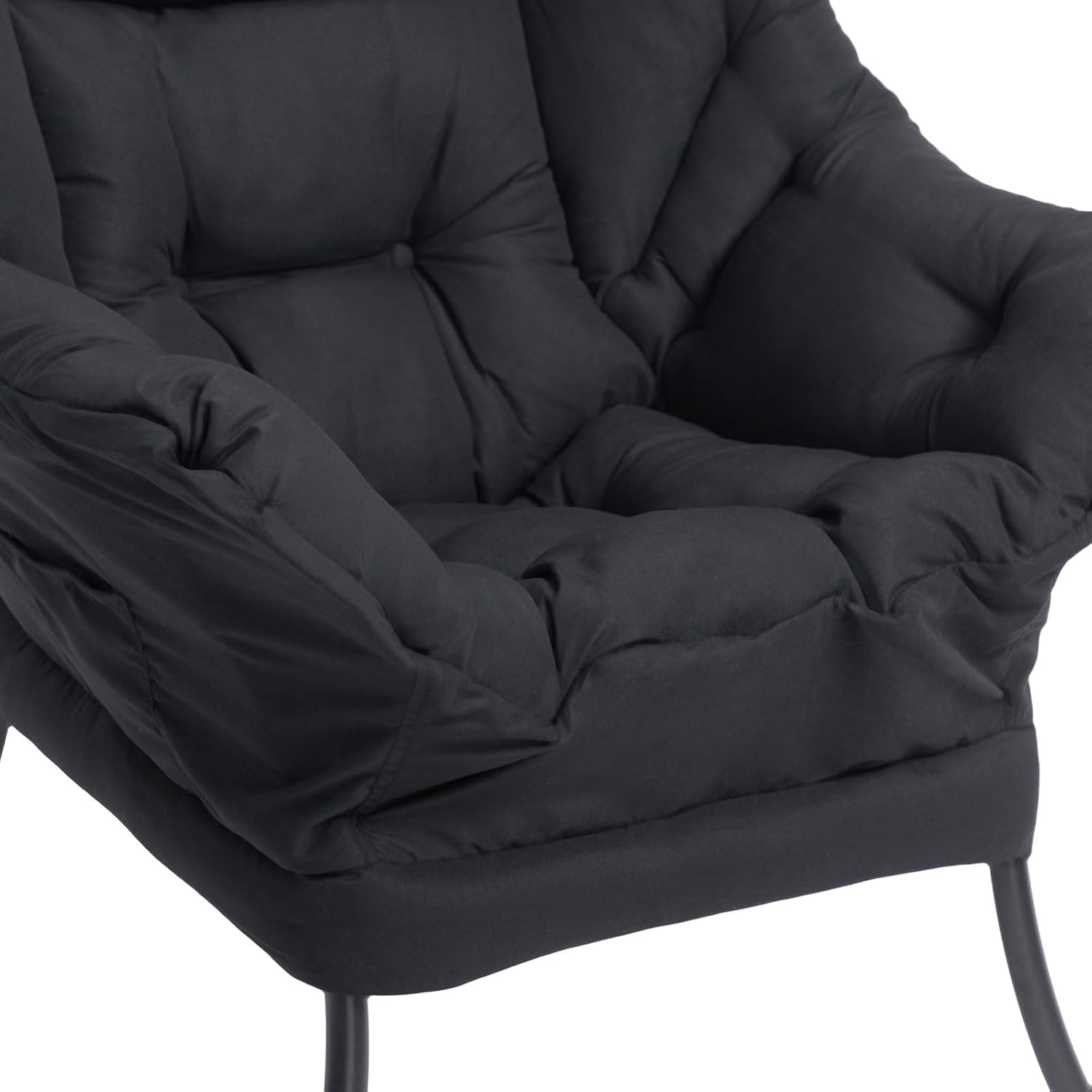 HollyHOME Lazy Chair with Armrest and Side Pocket, Comfy Accent Lounge Chair,Leisure Sofa Armchair for Living Room, Bedroom, Dorm, or Small Spaces, Oversized Reading Sofa Chair,Black