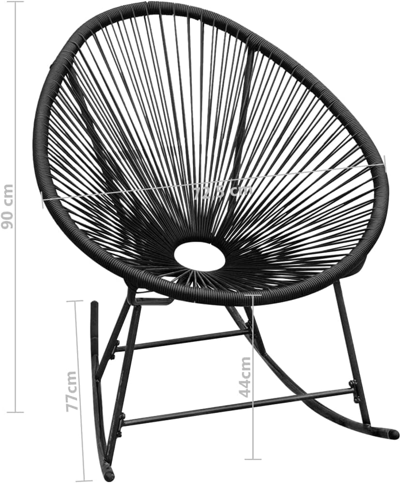 vidaXL Outdoor Rocking Chair Patio Seat Patio Chair Outdoor Seat Garden Backyard Chair Black Resin Woven