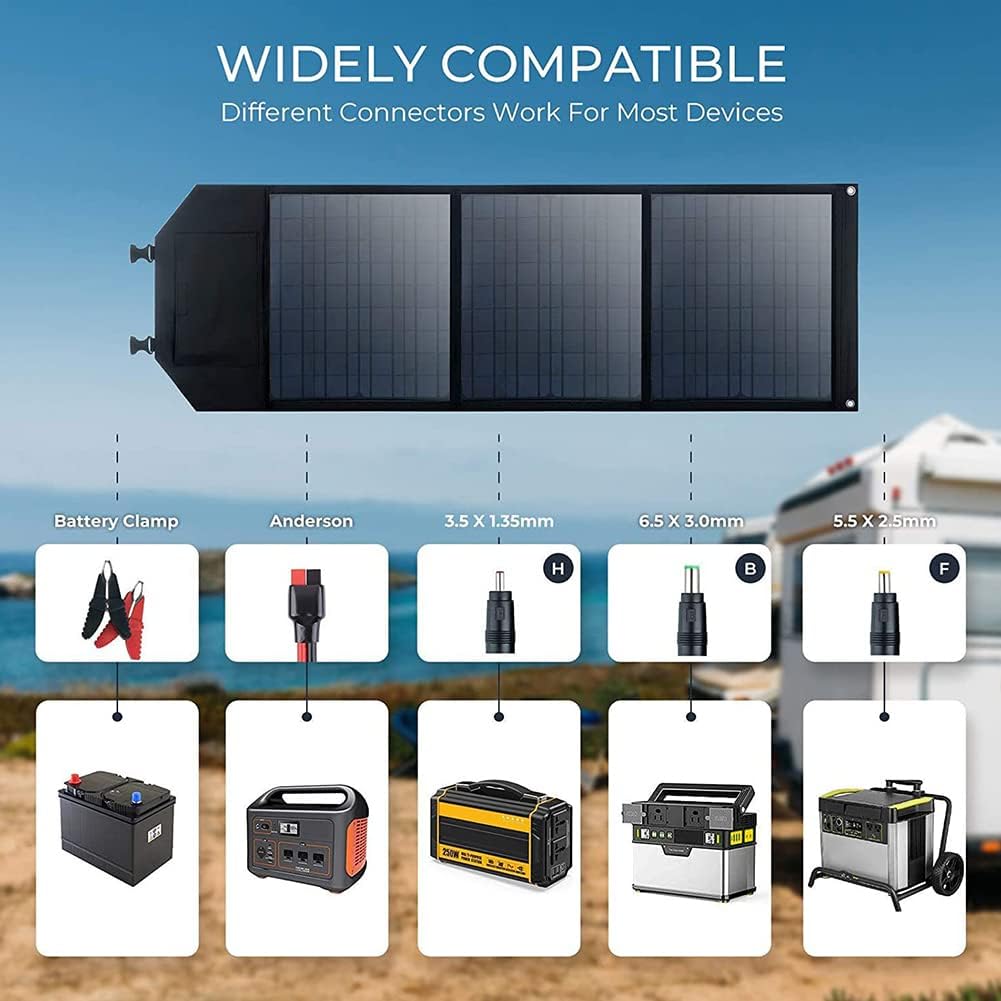 Solar Panel Kit,Solar Panels 60W Solar Panel 18V Monocrystalline Foldable Solar Charger Portable Generator for Outdoor Camping, Emergenc