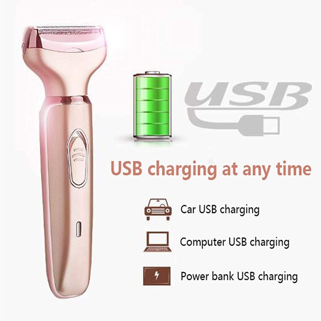 Electric Razors for Women, Electric Shaver for Women, Painless 2 in 1 Hair Trimmer for Face Eyebrow Mustache Beard Arm Leg Armpit Bikini, Cordless Portable Rechargeable Hair Clipper Wet & Dry