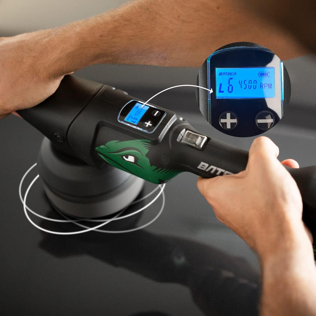BATOCA S4 Cordless Polisher 3'/1' DA/RO Polisher- Brushless Motor & S2 Cordless Car Buffer - LED Display, 5Ah+2.5Ah Interchangeable 2 Batteries for Car Detailing, Headlight Restoration, PRO Combo Kit