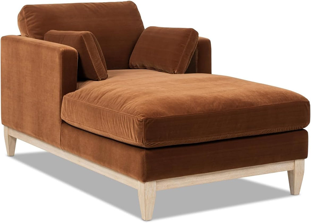 Jennifer Taylor Home Knox 65' Modern Farmhouse Chaise Lounge Chair, Burnt Orange Performance Velvet