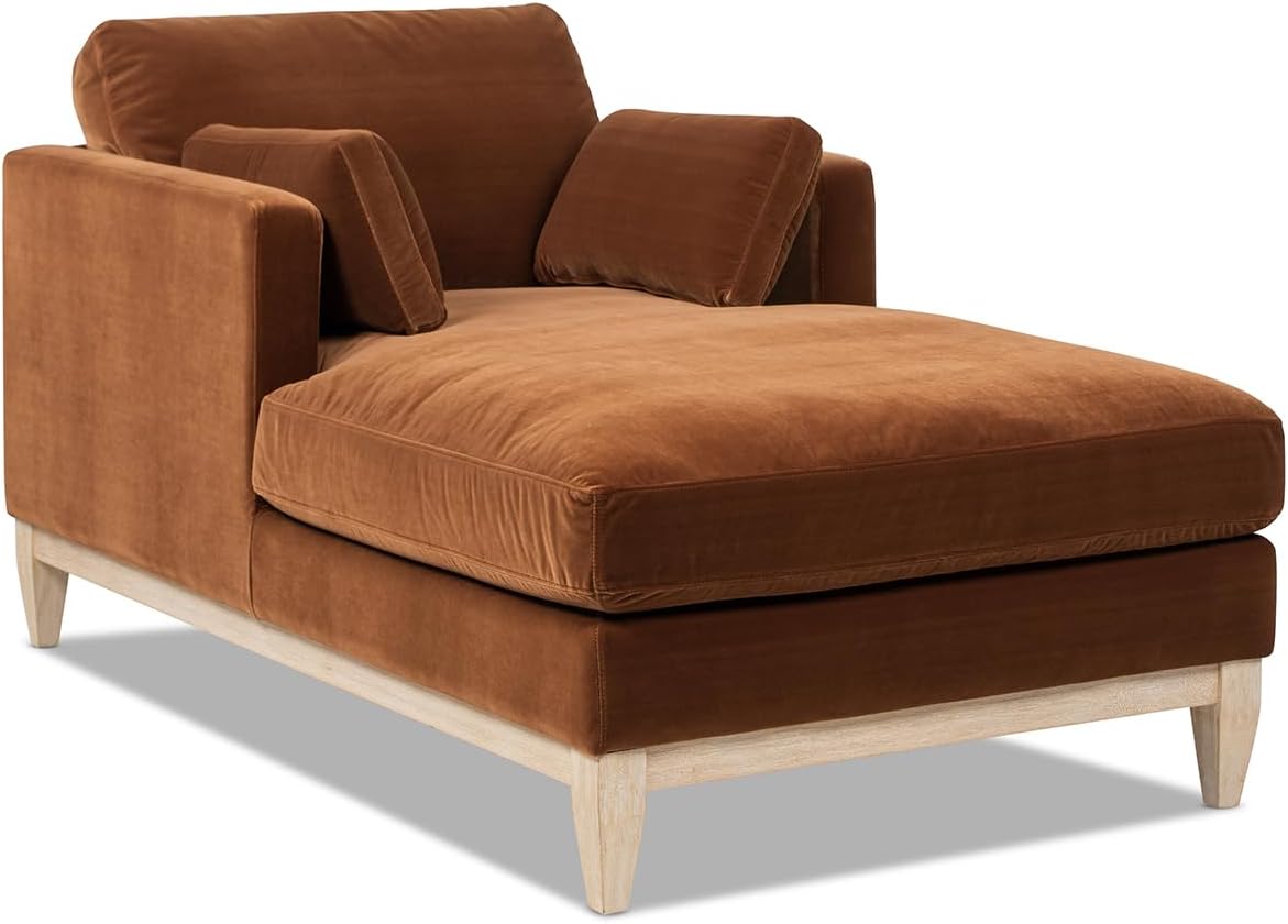 Jennifer Taylor Home Knox 65' Modern Farmhouse Chaise Lounge Chair, Burnt Orange Performance Velvet