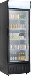 VEVOR Commercial Merchandiser Refrigerator, 9.7 Cu.Ft / 275L Beverage Refrigerator Cooler Merchandiser, Glass Door Display Refrigerator Upright Fridge with 4 Adjustable Shelves, Customizable Lightbox