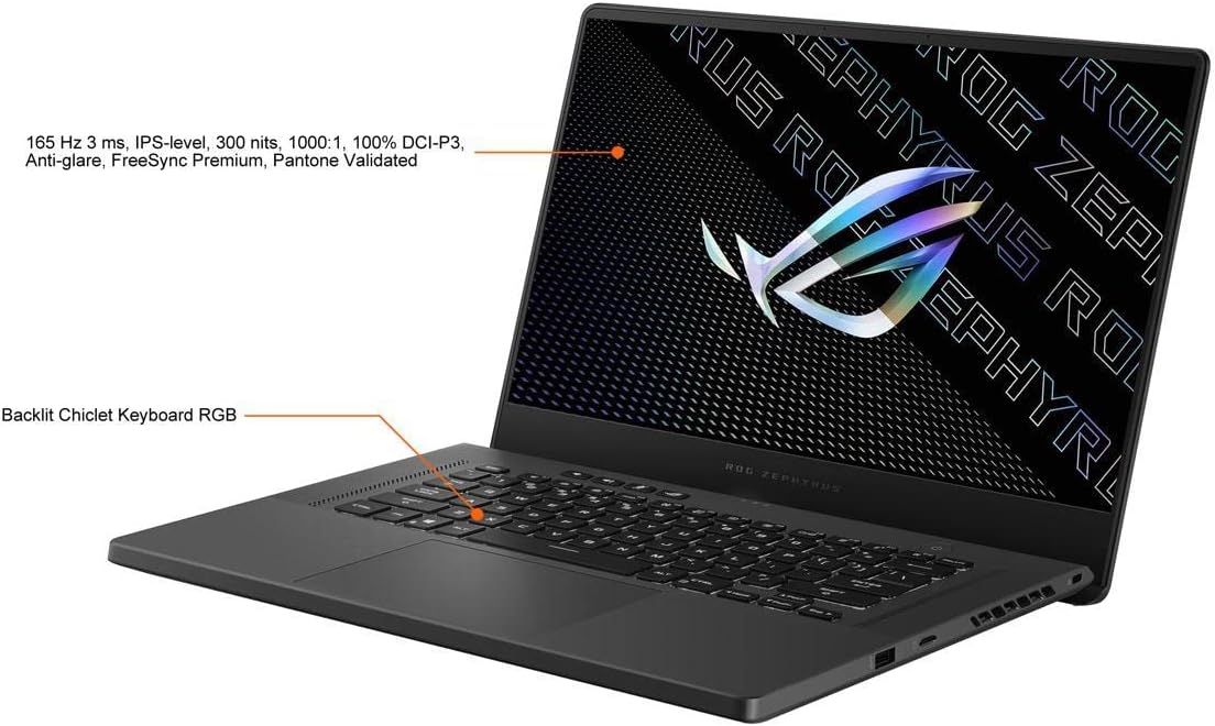 ASUS ROG Zephyrus G15 15.6' 165Hz QHD (2560x1440) Slim Gaming Laptop, 8 Cores AMD Ryzen 9 5900HS, GeForce RTX 3060, 100% DCI-P3 Pantone, RGB Backlit KB, Wi-Fi 6 (40GB RAM | 2TB PCIe SSD)