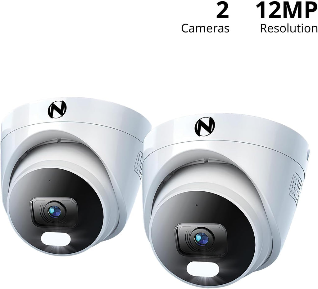 Night Owl Add On Wired IP 12MP Deterrence Camera with 2-Way Audio - White (2 - Pack)