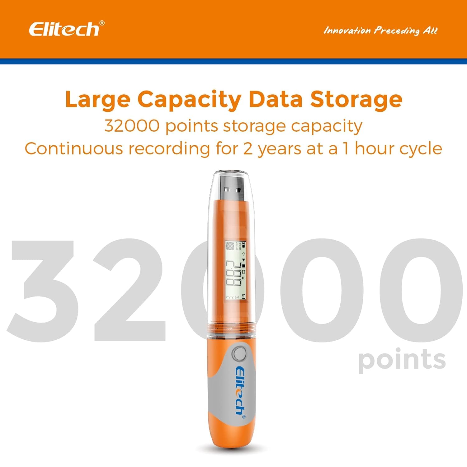 Elitech RC-51H USB Temperature Data Logger Reusable Digital Recorder Medical Refrigerator Thermometer Programmable Monitor 32000 Points High Accuracy (10 Packs)