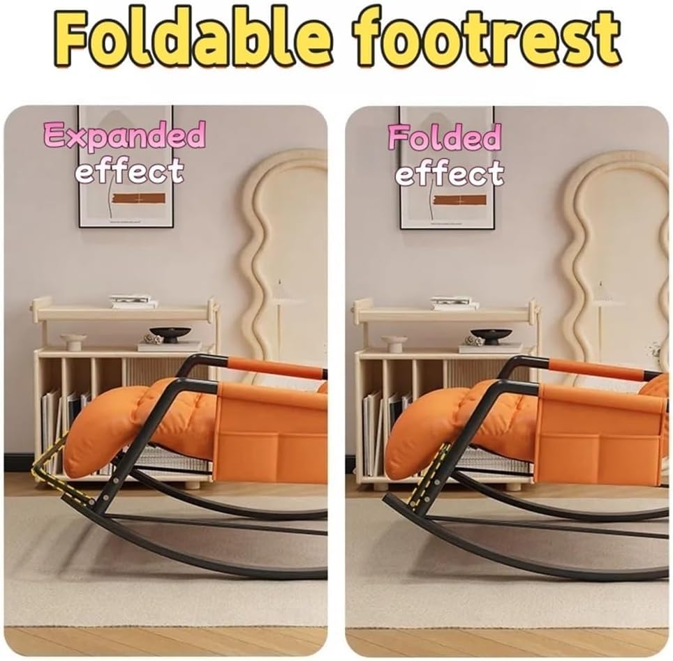 Indoor Outdoor Patio Rocking with Cushion, ChairsOversized Modern Rocker Chairs, Double Papasan Chair, Ergonomic Lounge for Living Room, Bedroom, Patio, Garden (Orange, Oversized)