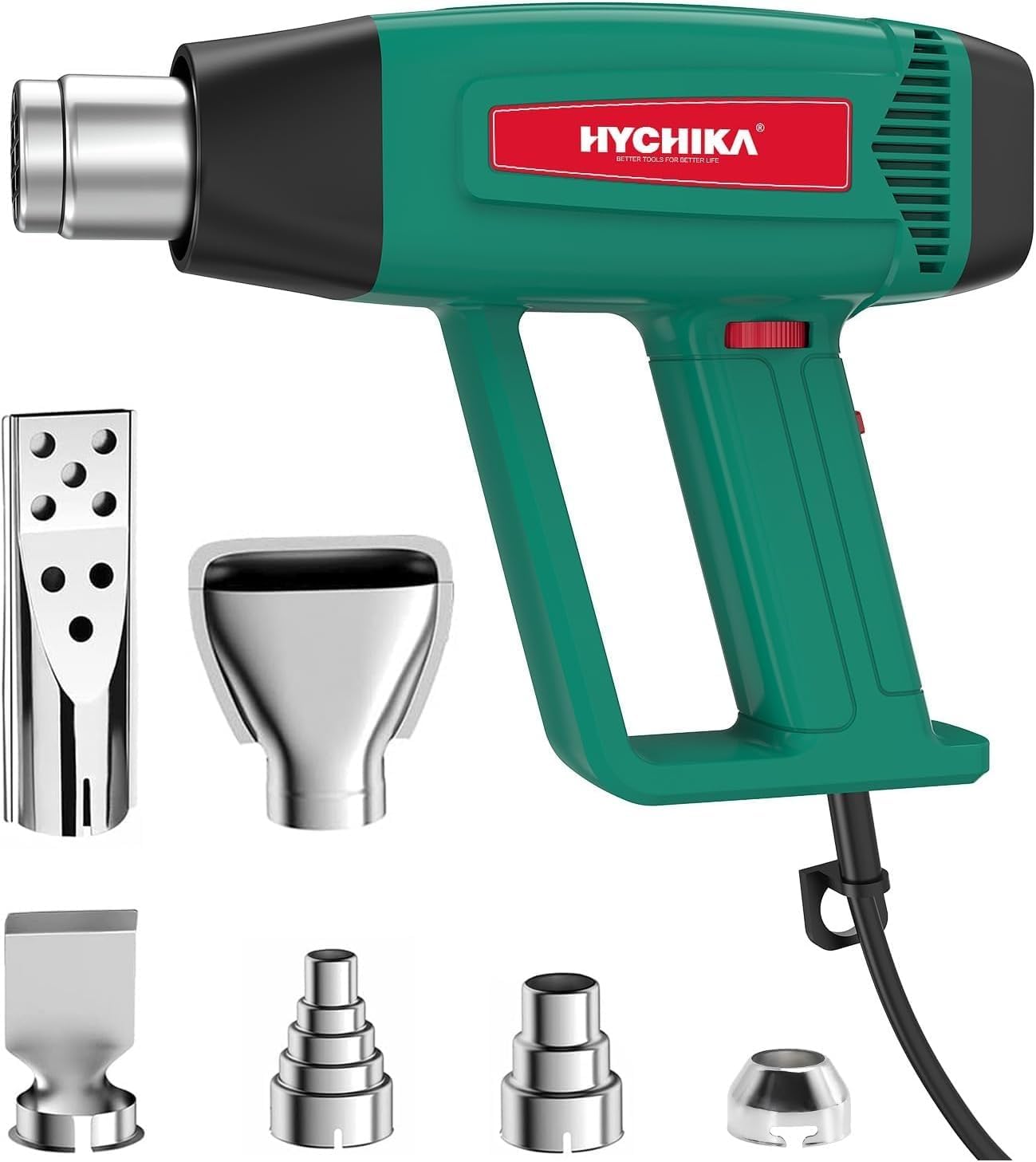 HYCHIKA Heat Gun,Orbital Sander 3.8Amp 450W,6.2A Mini Circular Saw,Reciprocating Saw,180W Rotary Tool,Paint Sprayer,50W LED Work Light,7-Tool Power Tool Combo Kit