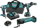 Makita XT288T-XMT03Z 18V LXT Brushed Oscillating Multi-Tool with Brushless 1/2 in. Hammer Drill Driver and 4-Speed Impact Driver Combo Kit with 2 Batteries Bundle (5 Ah)