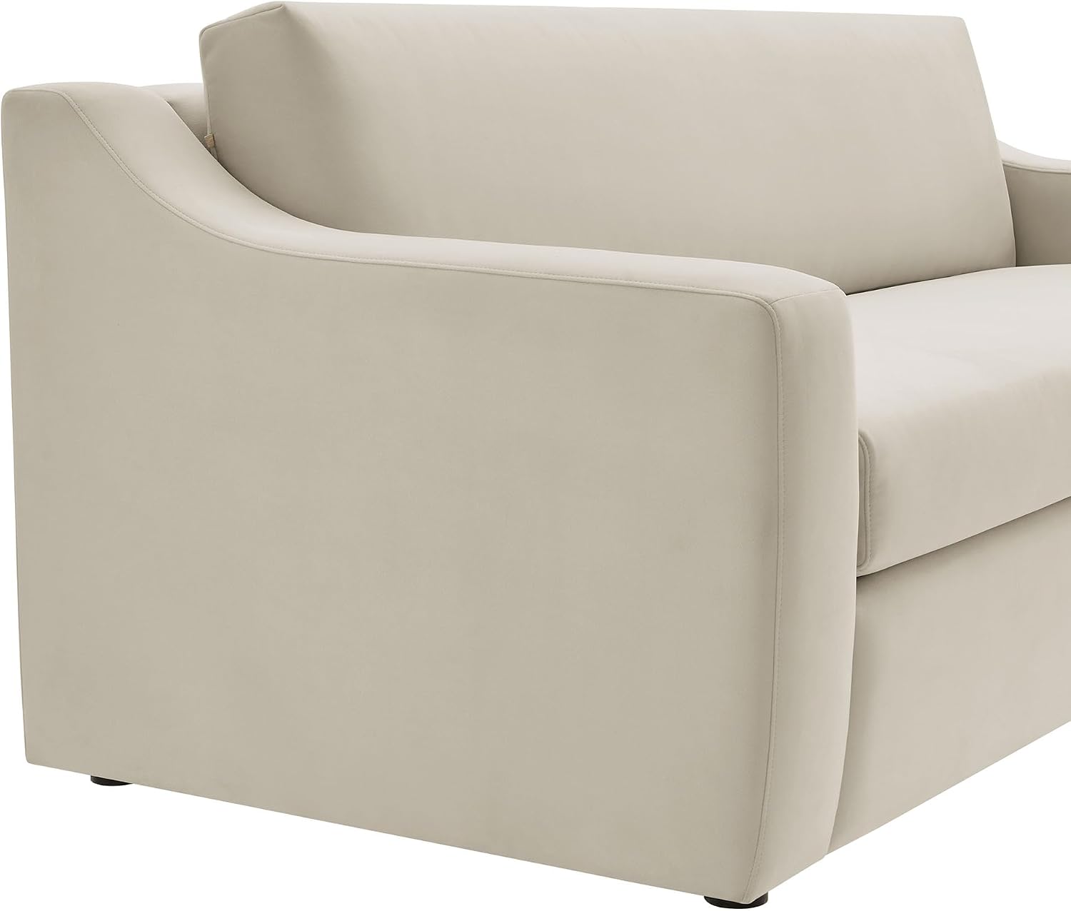 Modway Liora 87 Inch Stain-Resistant Performance Velvet Sofa in Alabaster - 3 Seater Upholstered Sofa Couch for Living Room Seating - Comfy Deep Seat Sofa with Scoop Arms
