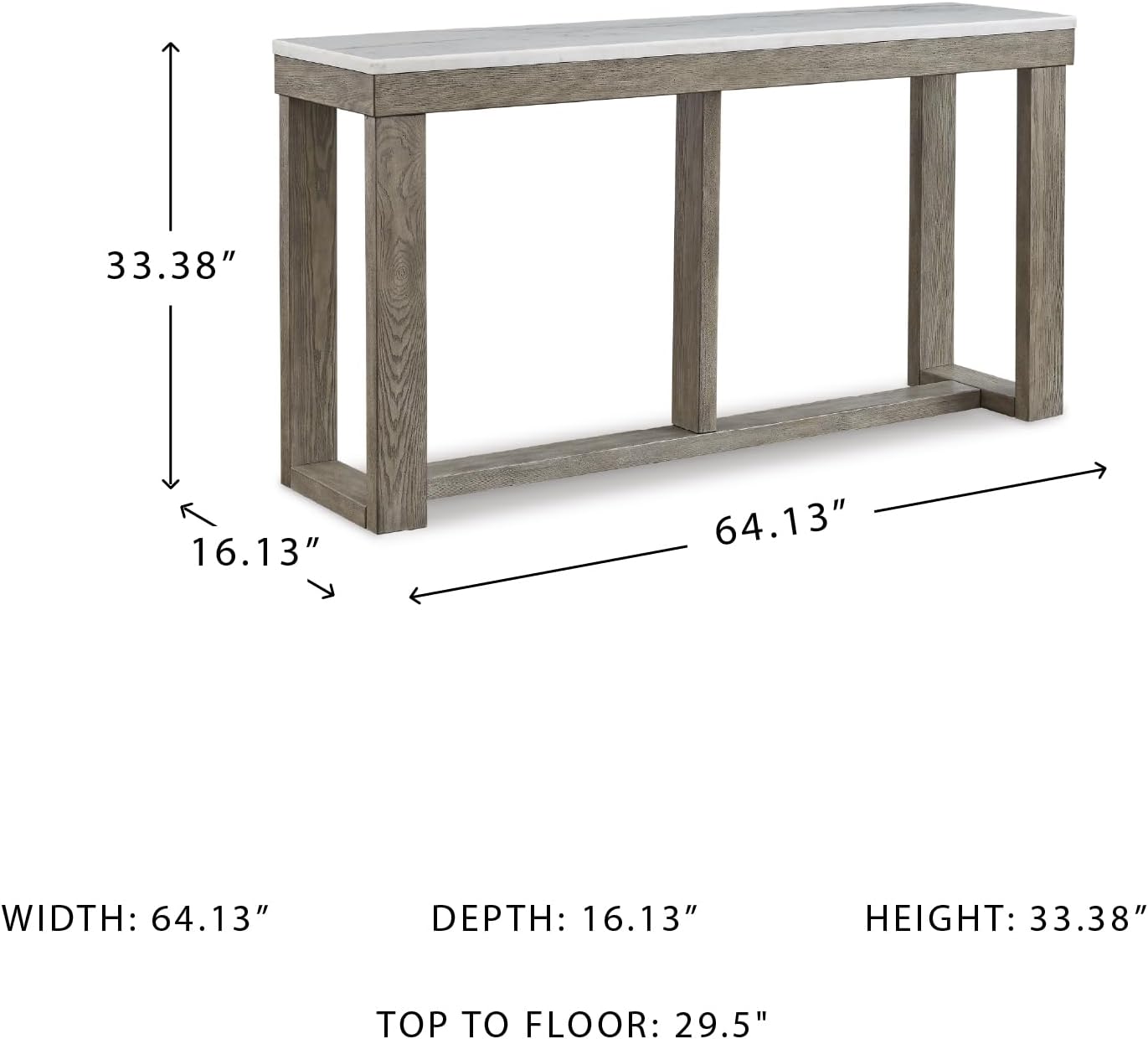 Signature Design by Ashley Loyaska Casual Sofa Table with Marble Top, Brown & White