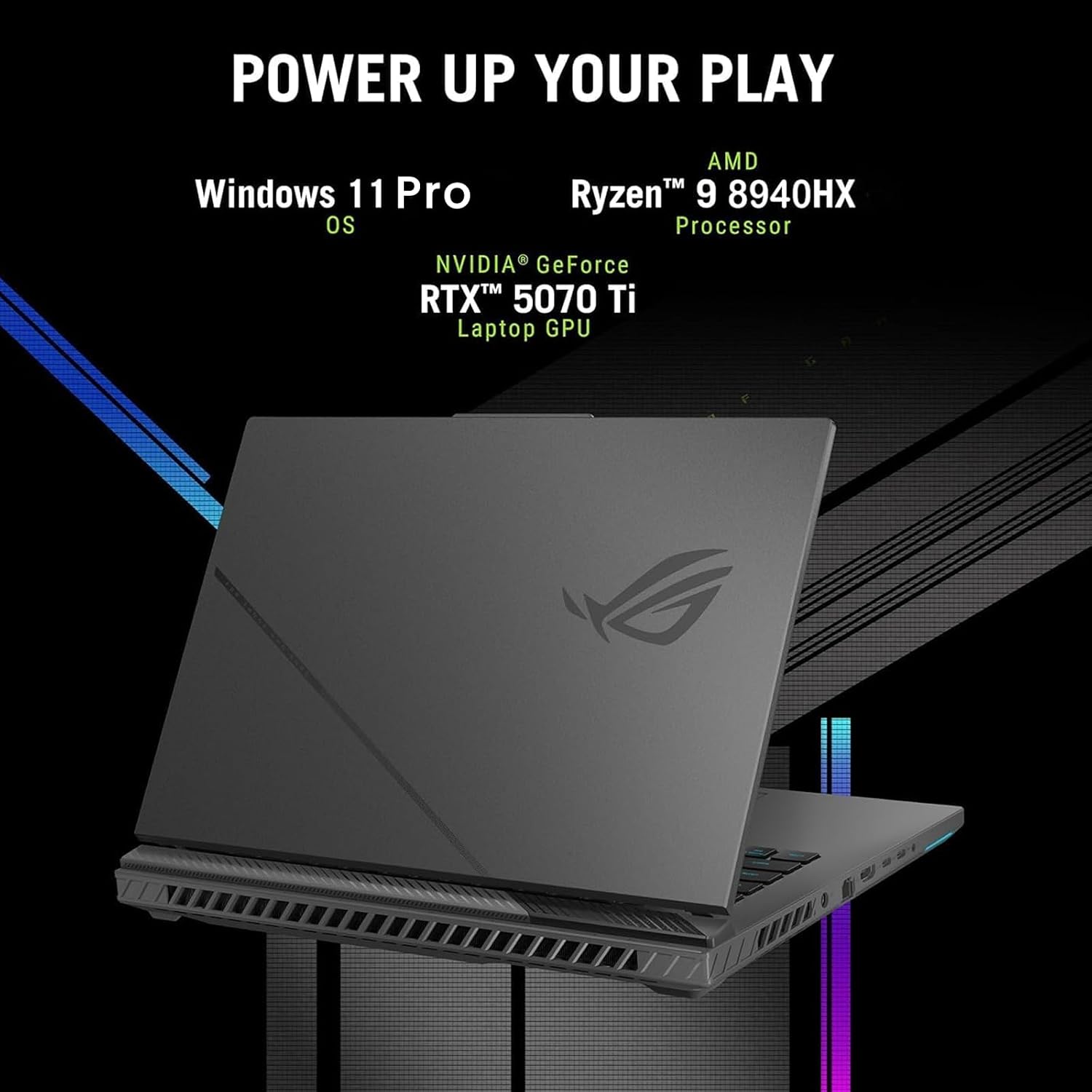 ASUS ROG Strix G16 Gaming Laptop 2025-16' FHD+ 165Hz Display, NVIDIA GeForce RTX 5070 Ti, AMD Ryzen 9 8940HX (up to 5.2 GHz), Win11 Pro, Backlit KB, Wi-Fi 6E, w/Accessoires (64GB RAM, 1TB SSD)