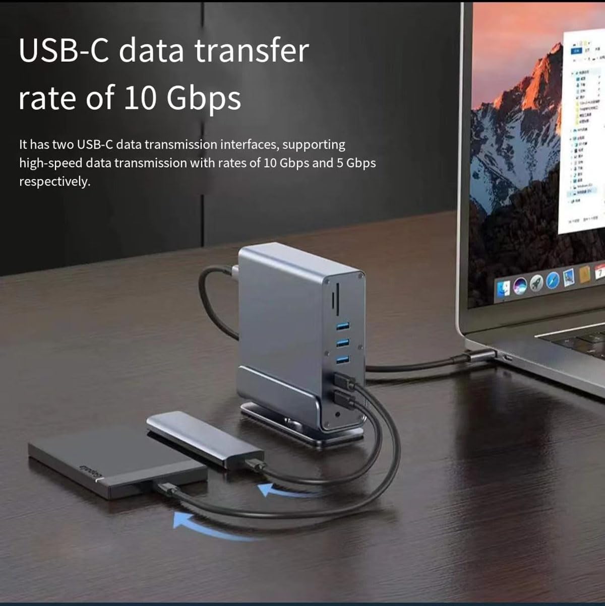 Docking Station for HP Victus 15 16 Gaming Laptop, 15-in-1 USB C with 360 ° Rotating Base, 2 * 4K HDMI and 1*DP, 10Gbps USB Port Transfer, RJ45, Audio, SD/TF