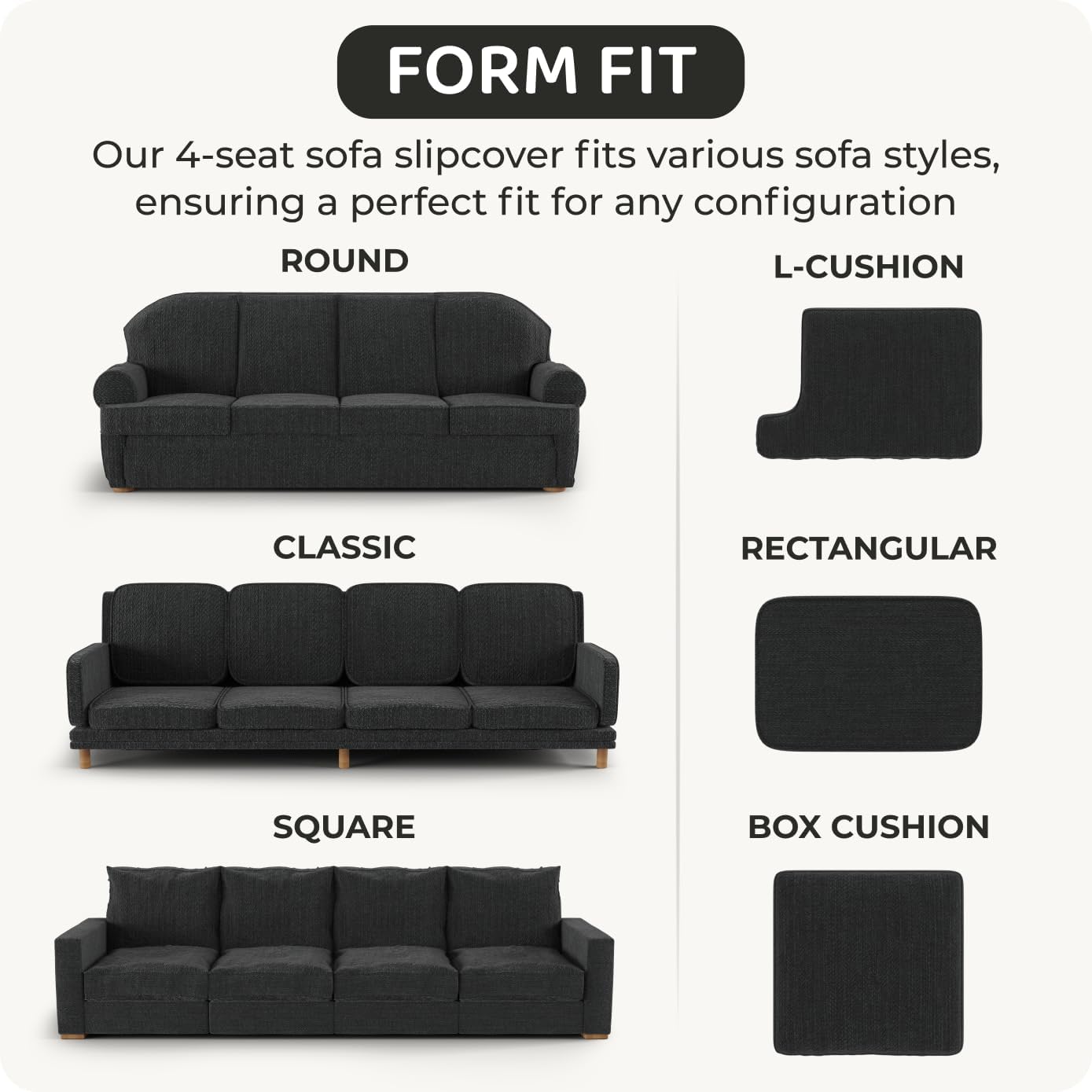 PAULATO BY GA.I.CO. Stretch Sofa Slipcover 1-Piece Elastic Couch Covers for 3-Seater & 4-Seater Sofa Loveseat Armchair Non-Slip Cover Machine Washable Protector – Marsala (86'-120' Wide)