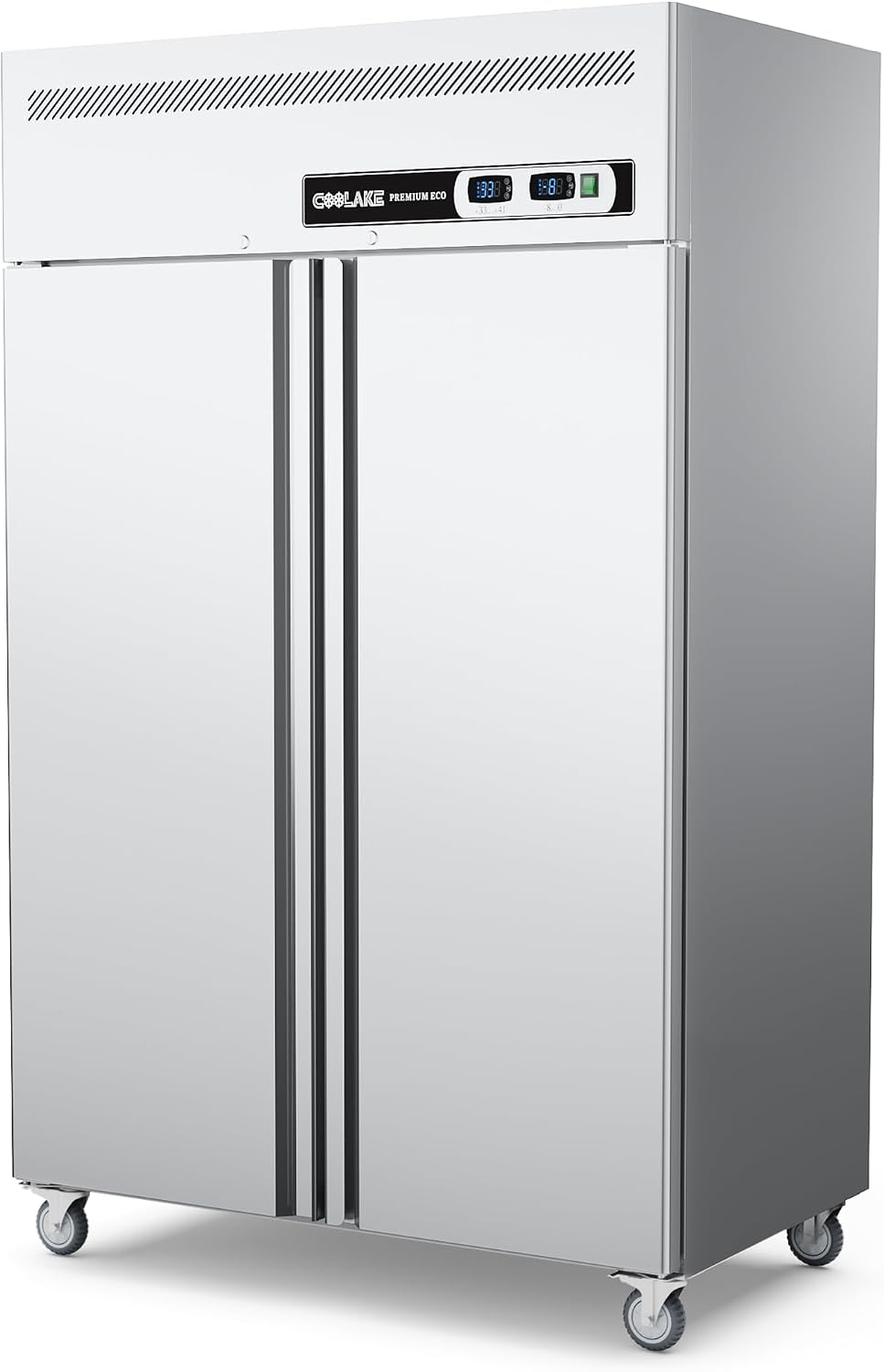 Coolake Commercial Upright Freezer Refrigerator Combo, 48' W Dual Temp Zones, 36 Cu.ft Stainless Steel, 2 Door Reach in Freezer for Restaurant Bar Shop Kitchen Garage School Church
